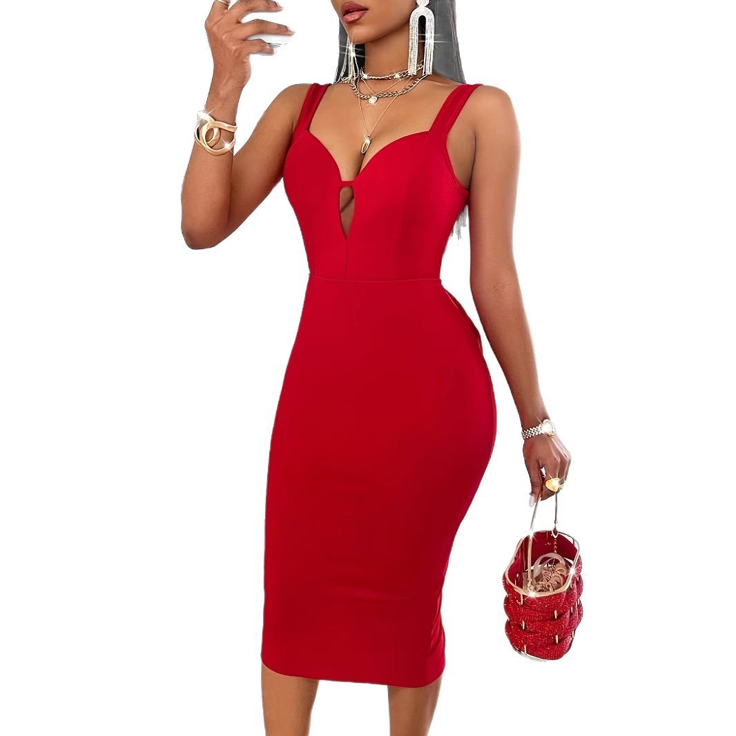 Slit Bow Ruffle Dress