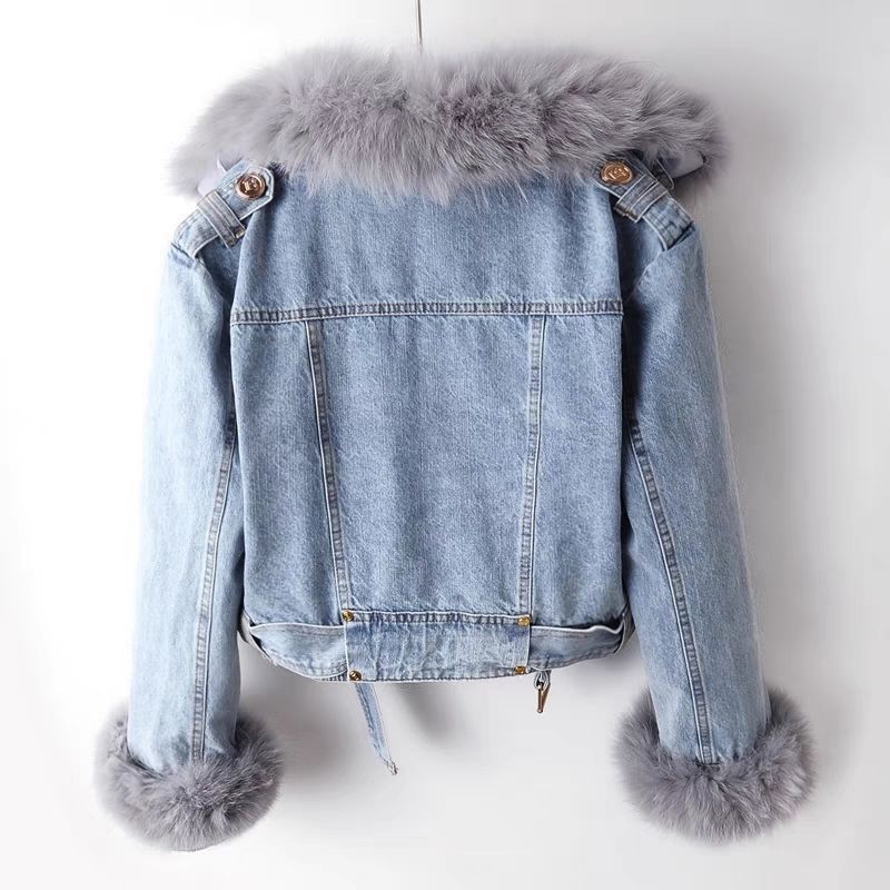 Rabbit Fur Liner Denim Coat