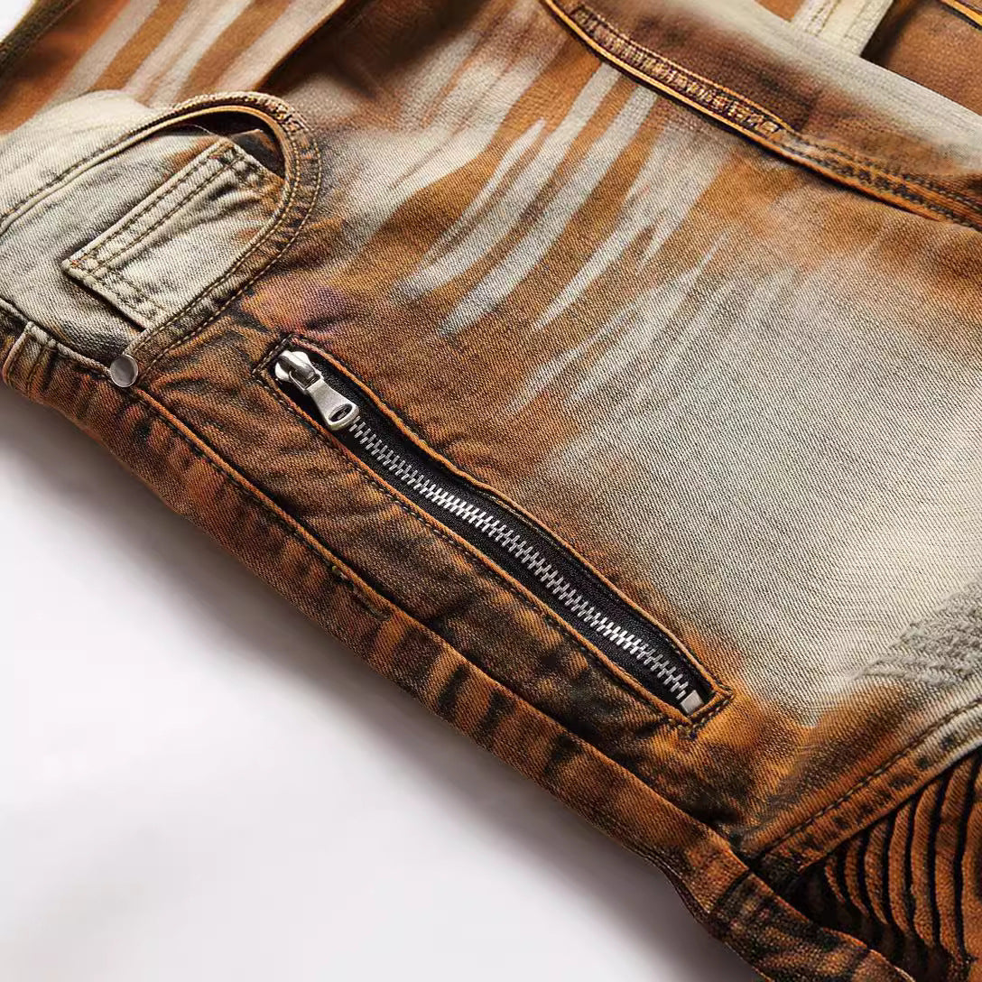 Dyed Motorcycle Skinny Jeans