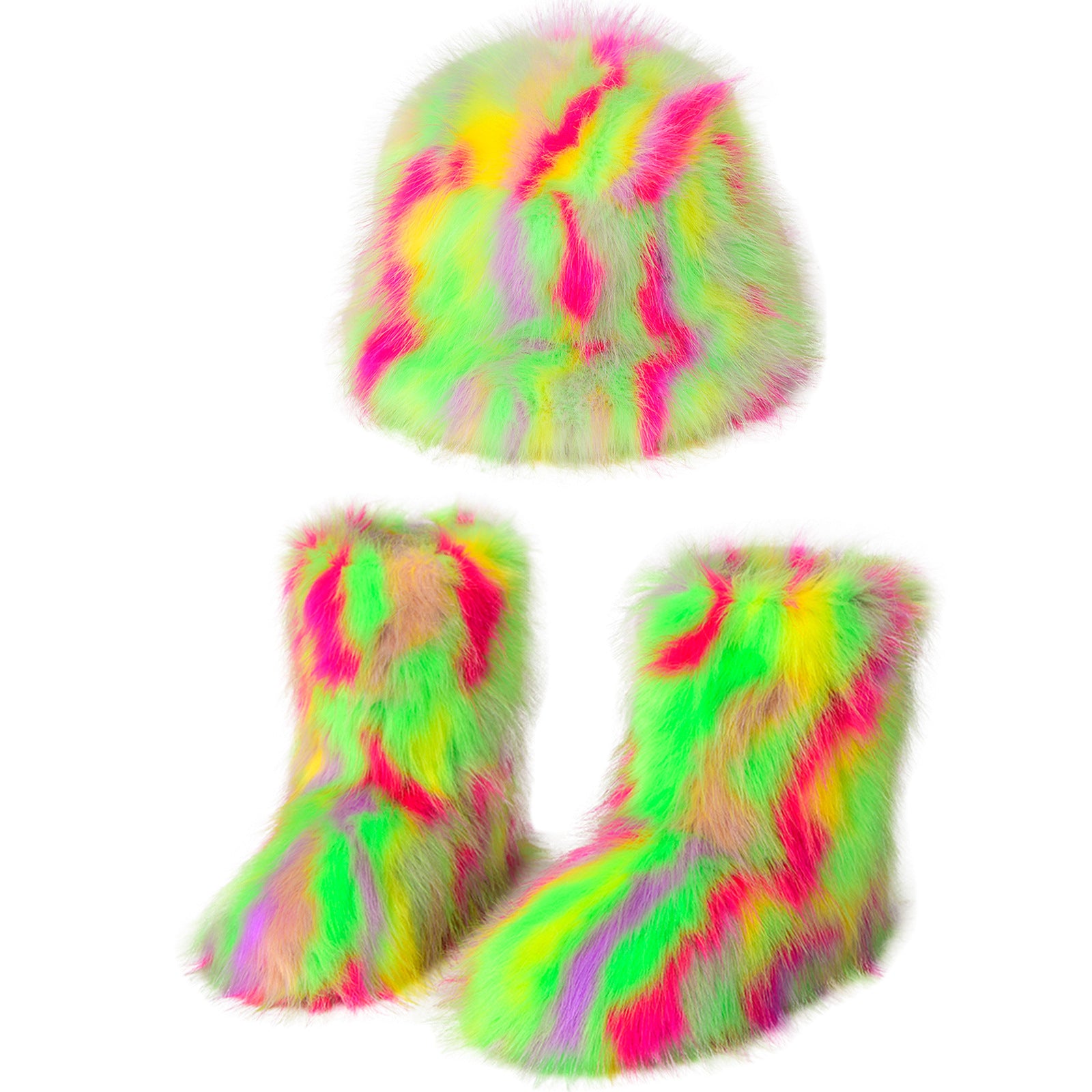 Plush Boots with Bucket Hat