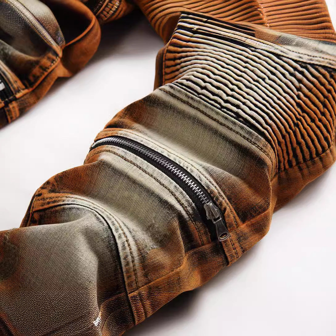 Dyed Motorcycle Skinny Jeans