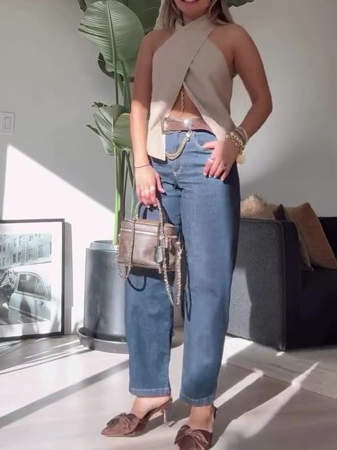 Khaki Cross Wrap Shirt