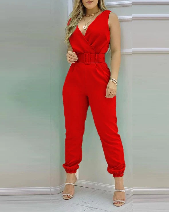 Backless Printed High Waist Jumpsuit