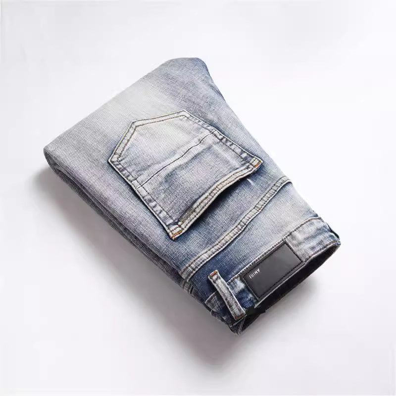 Men's Hole Patch Blue Jeans